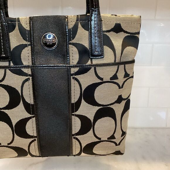 Coach Jacquard Signature Logo Striped Tote - Picture 4 of 16